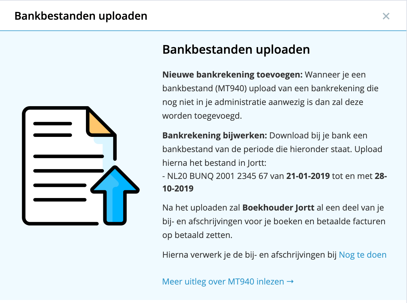 Nieuw paneel voor uploaden bankbestand