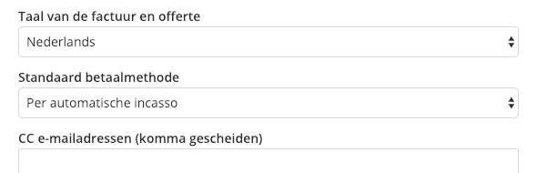 automatische incasso selecteren