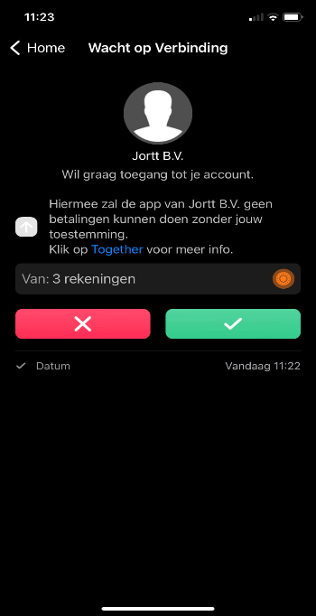 Toestemming bunq rekening
