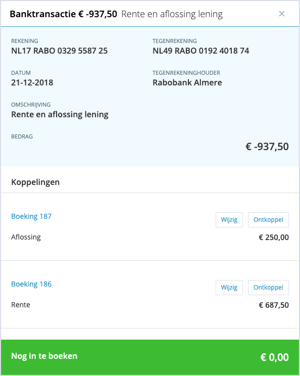 Afschrijving met twee boekingen