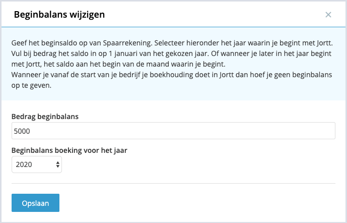 Beginbalans maken voor de Spaarrekening