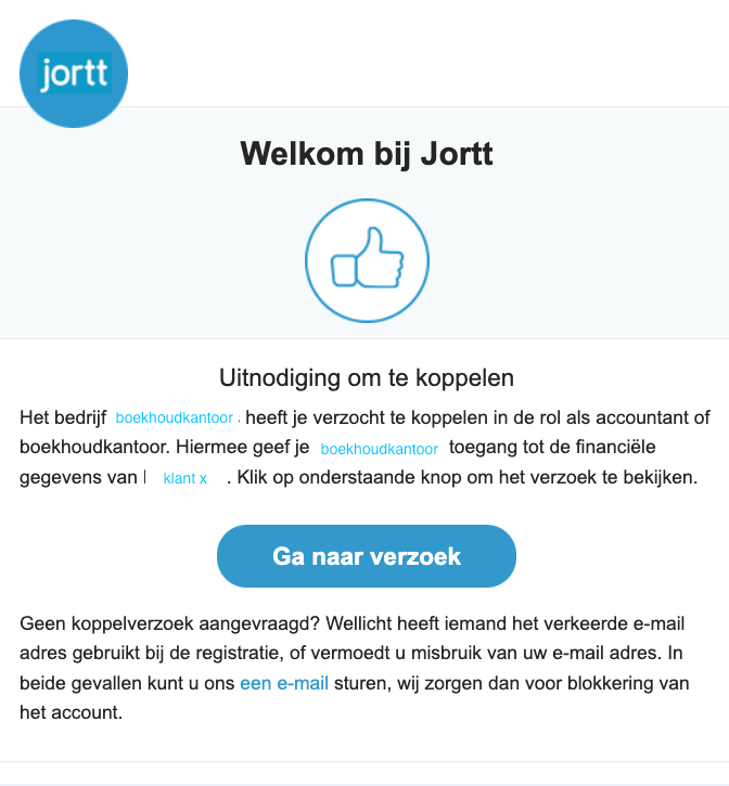 uitnodiging van boekhouder per e-mail aan klant