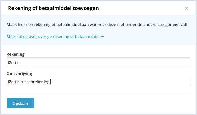 Aanmaken van je Zettle tussenrekening