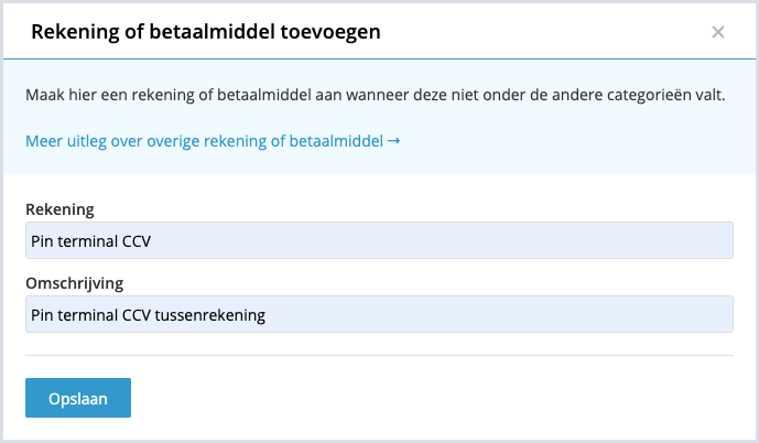 Tussenrekening aanmaken voor winkelkassa