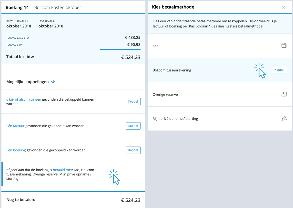 bol.com kosten in boekhoudprogramma