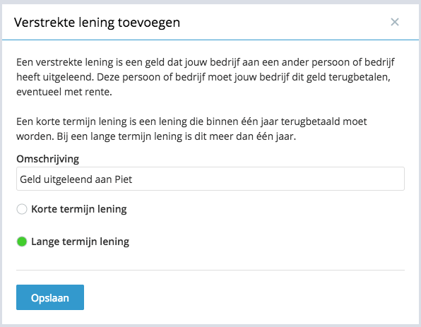 Balans categorieën toevoegen