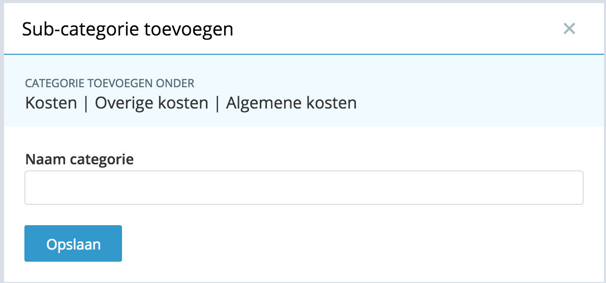 Voeg een opbrengsten of kosten categorie toe