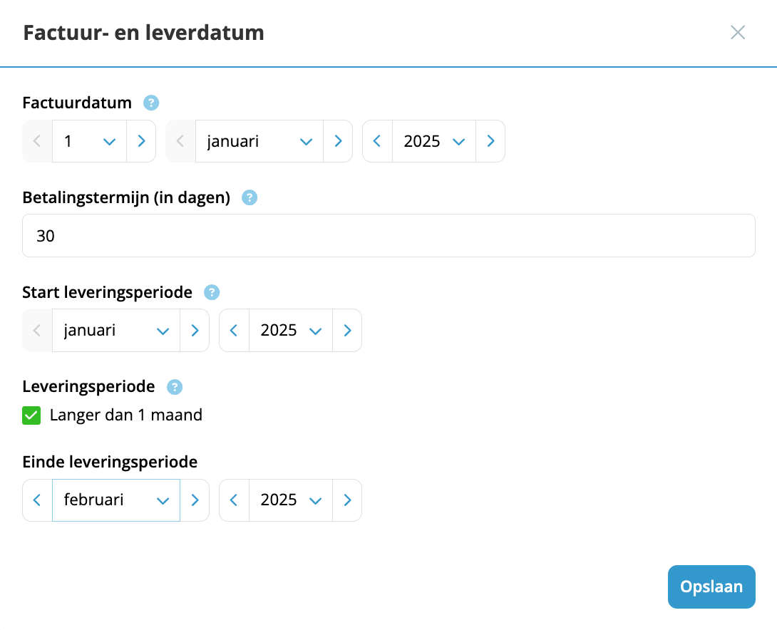 Factuur met leveringsperiode