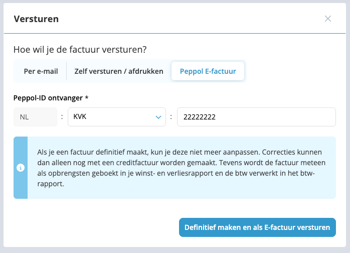 Kies hoe je de factuur wil versturen