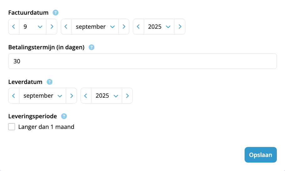 Factuur en leverdatum wijzigen