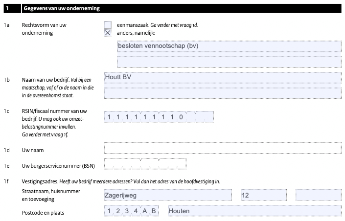 Gegevens onderneming