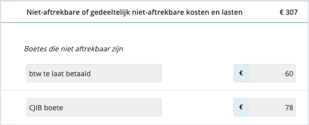 boekhoudprogramma boetes die niet aftrekbaar zijn