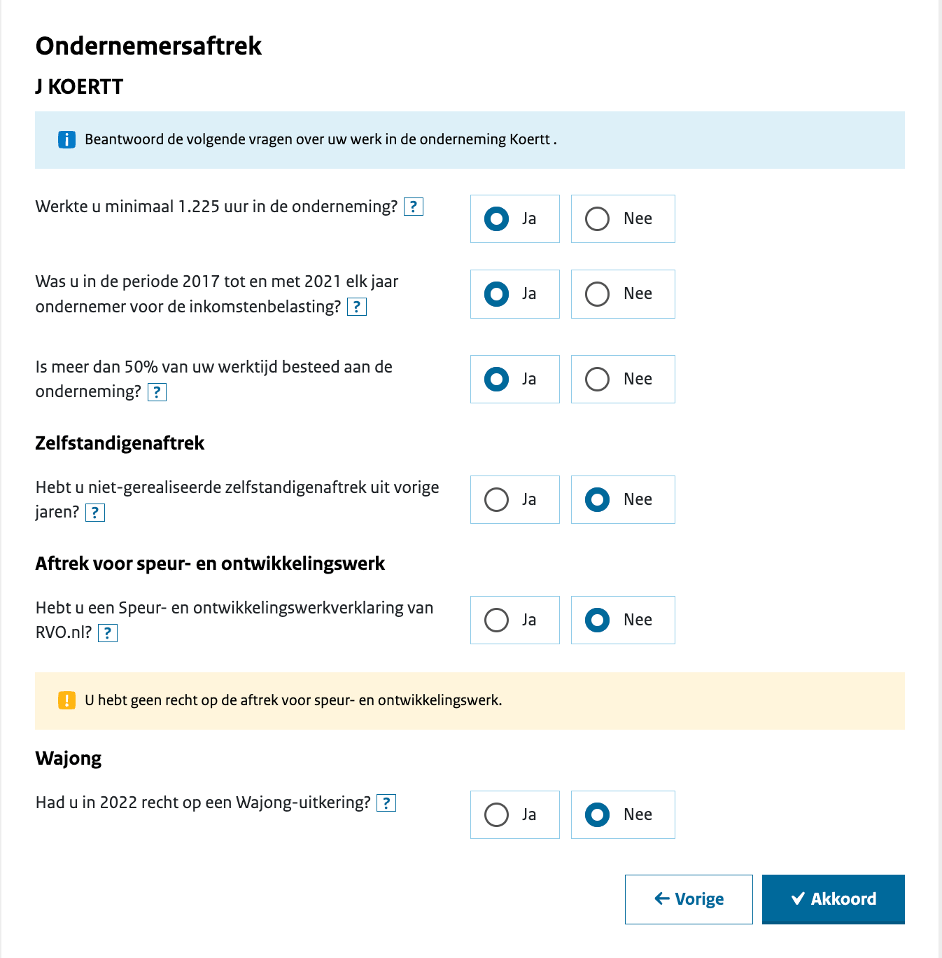 Inkomstenbelasting ondernemersaftrek