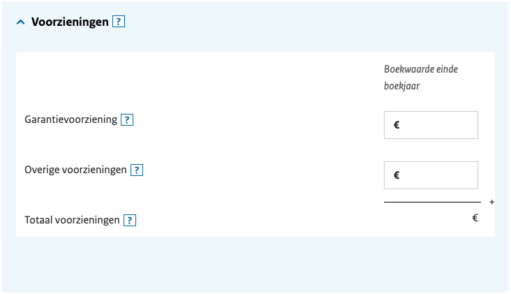aangifte ib voorzieningen