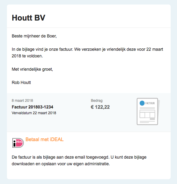 iDEAL betaalknop bij je factuur e-mail