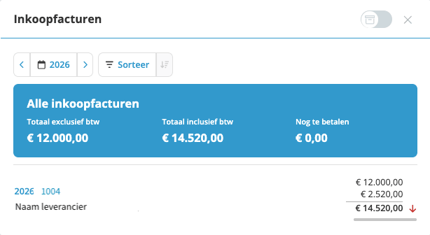 Overzicht inkoopfacturen