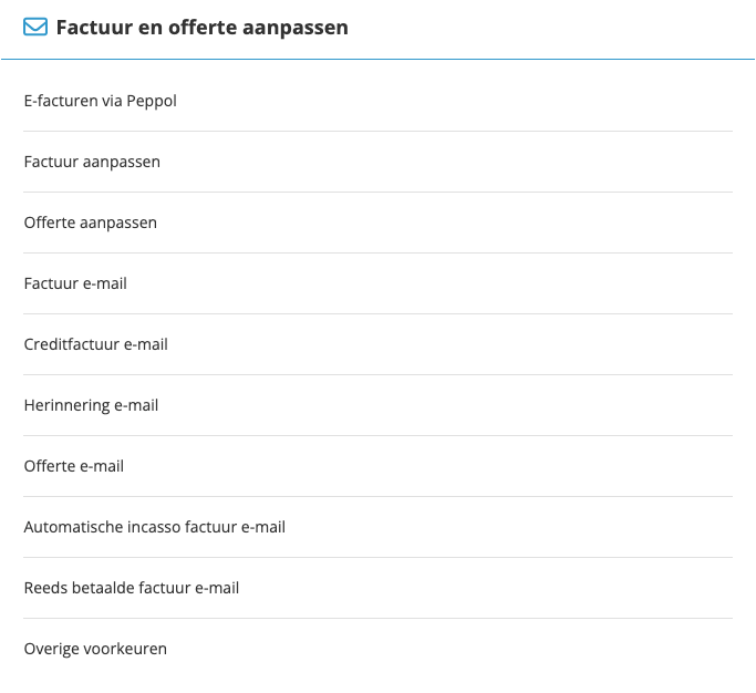 Instellingen voor facturen en offertes