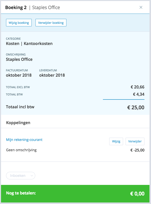 prive-aankoop boeken voor bv