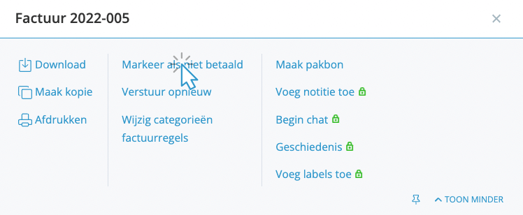 wond Dialoog ga sightseeing Een factuur als betaald markeren