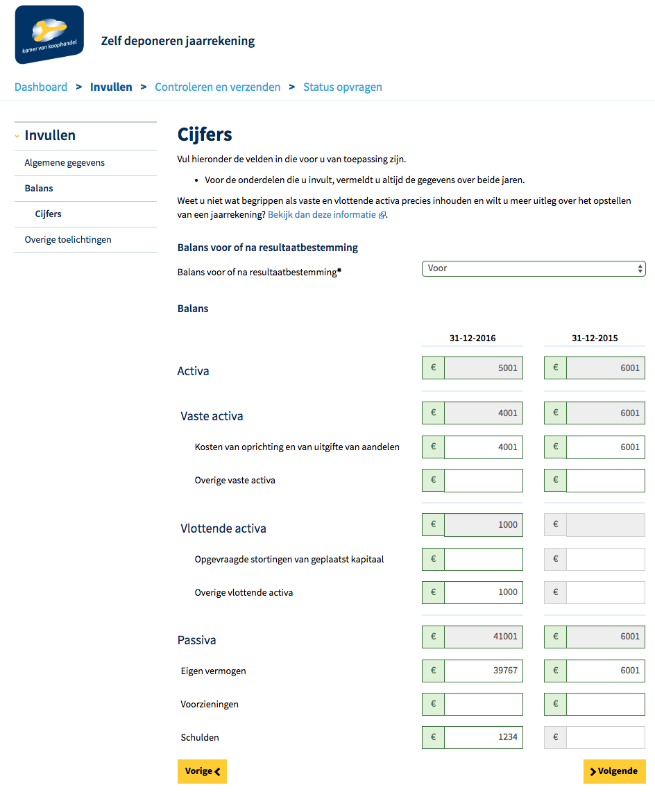 KvK jaarrapport balans