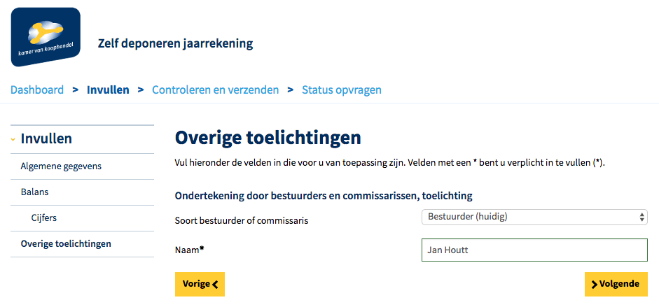 Toelichting van de KvK jaarrekening