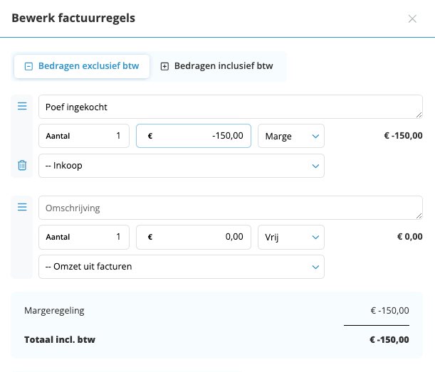 Voorbeeld inkoopfactuur met marge