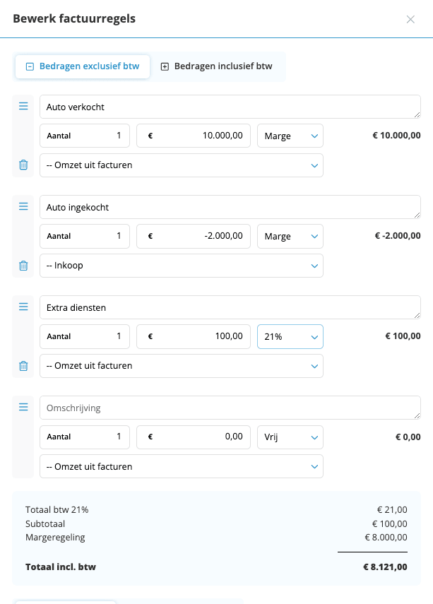 Factuur met marge verkoop en inkoop