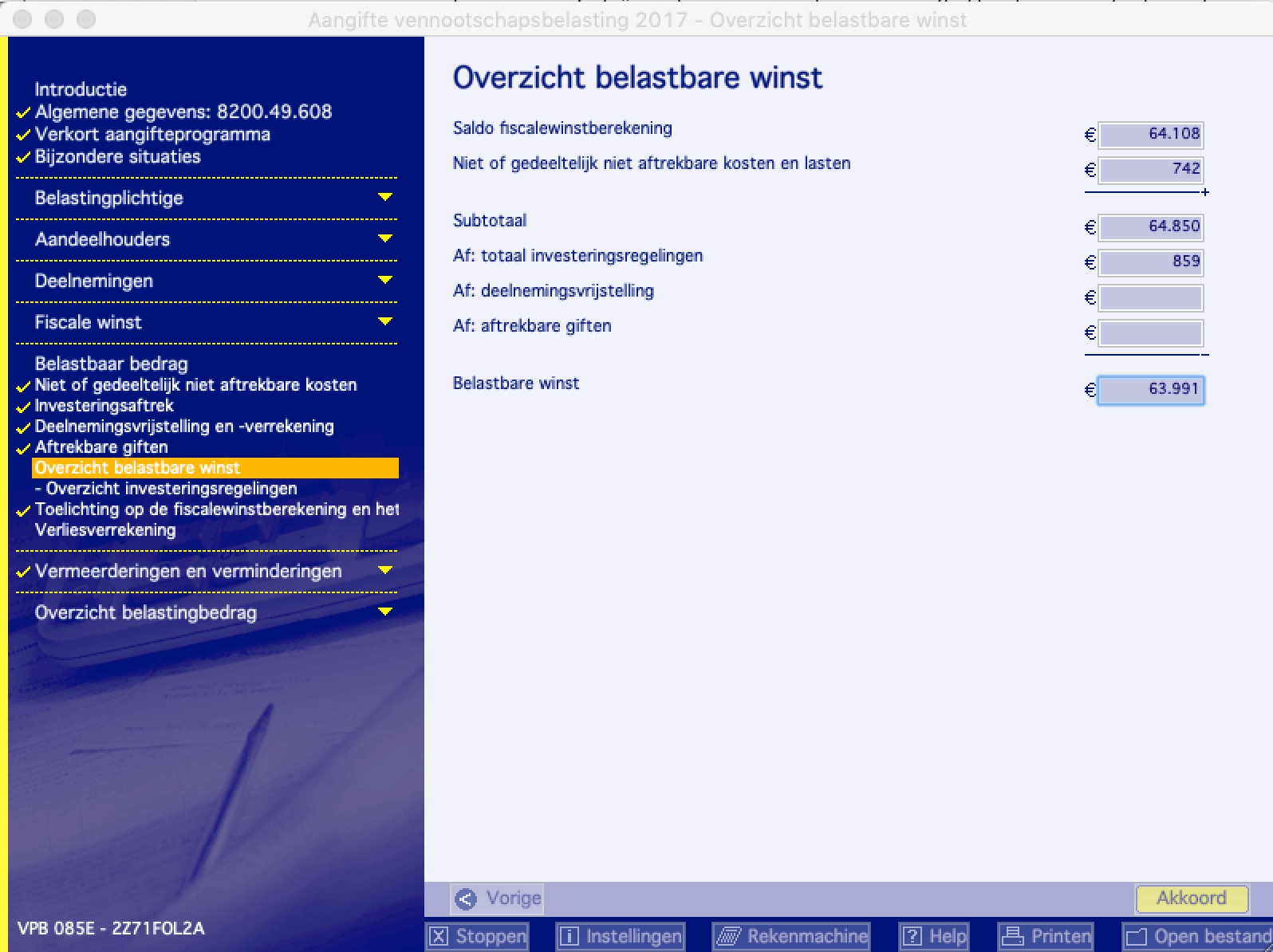 vpb belastbare winst