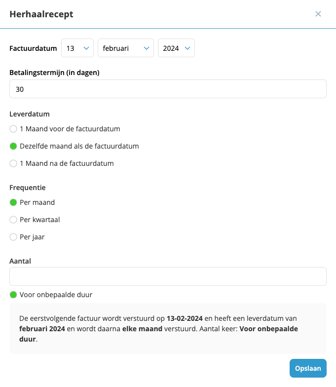 Periodieke factuur maken