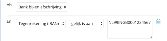 Regel gelijk aan IBAN