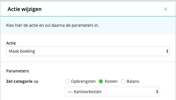 Zet de categorie van de regel