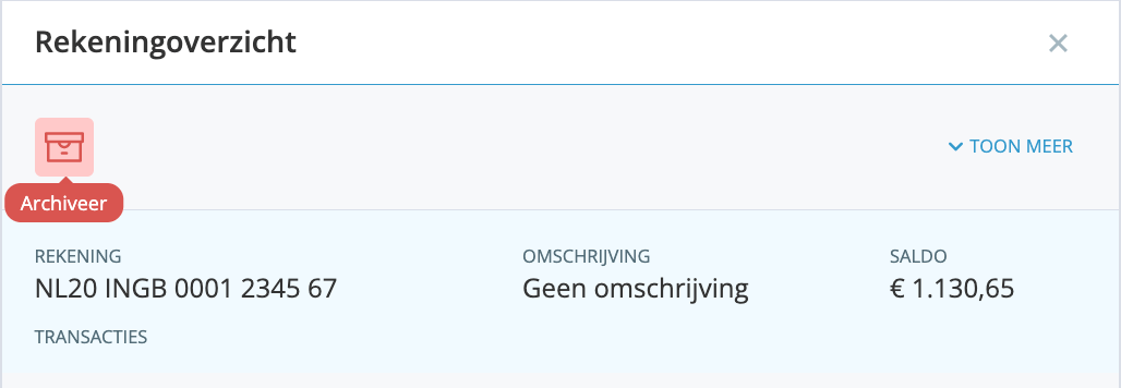 bankrekening archiveren in boekhoudprogramma