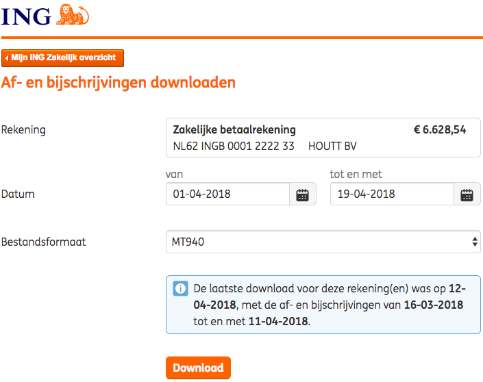 ING MT940 stap 2