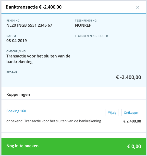 Archiveren van een bankrekening