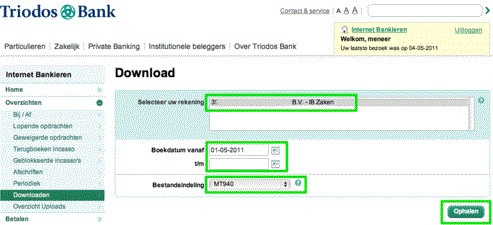 Triodos MT940 stap 2