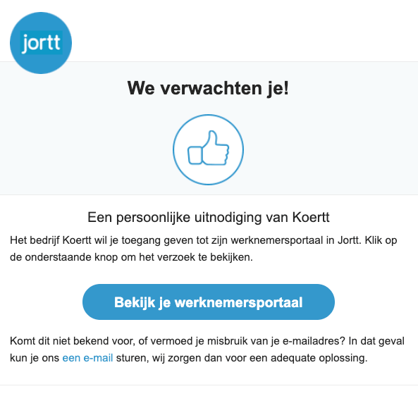 email voor uitnodiging werknemersportaal