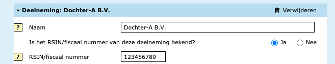 vennootschapsbelasting deelneming rsin fiscaal nummer