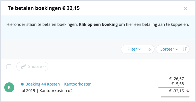 Openstaande boeking