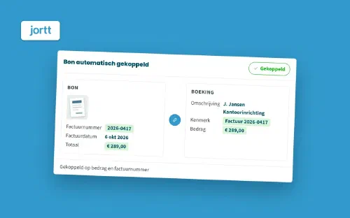 Een bon die jortt automatisch aan een boeking heeft gekoppeld, op bedrag en factuurnummer