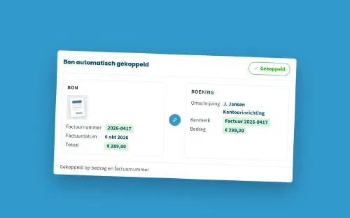 Een bon die jortt automatisch aan een boeking heeft gekoppeld, op bedrag en factuurnummer
