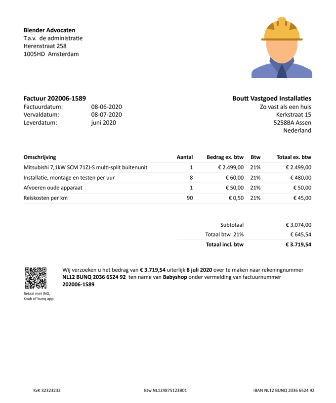 factuur voor werkbon app