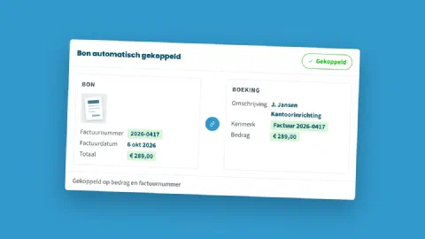 Een bon die jortt automatisch aan een boeking heeft gekoppeld, op bedrag en factuurnummer