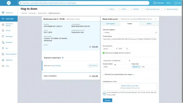 Meerdere debet en credit facturen in een betaling (technische unie)