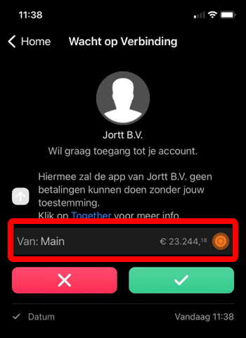 Selecteer bunq-rekeningen