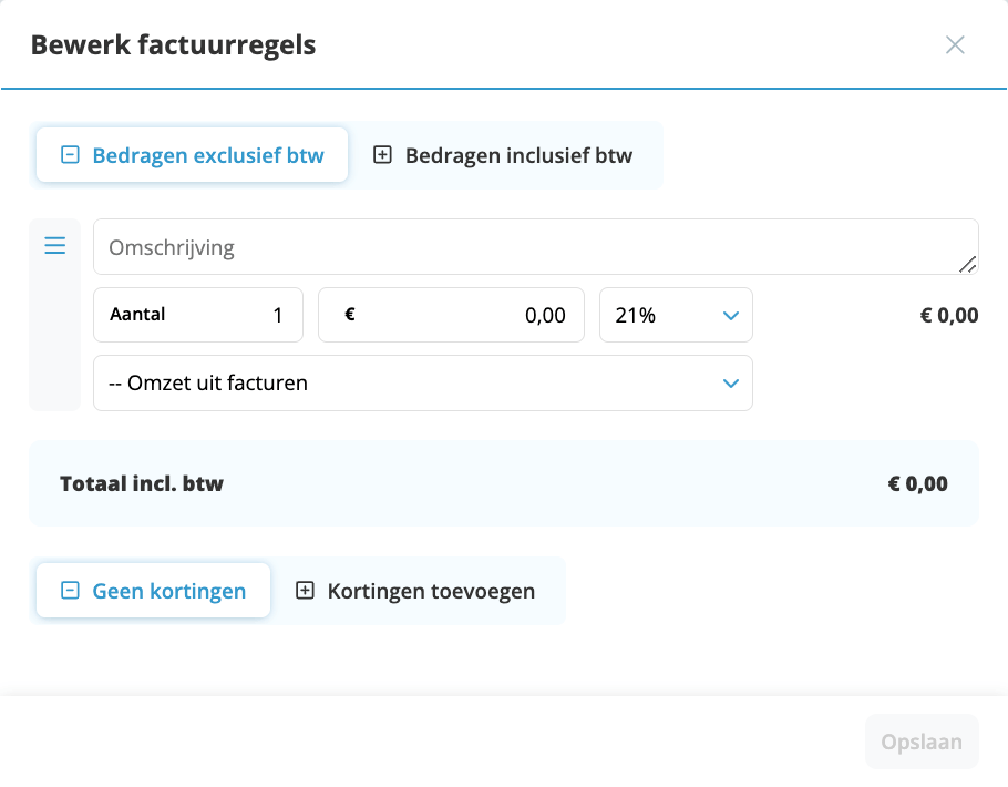 Factuurregels toevoegen