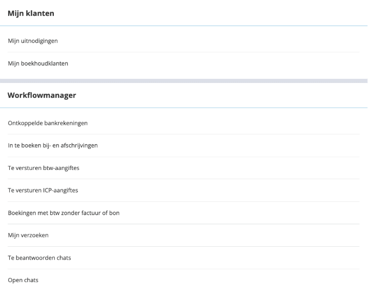 Overzicht boekhoudersportaal met de openstaande taken van je klanten