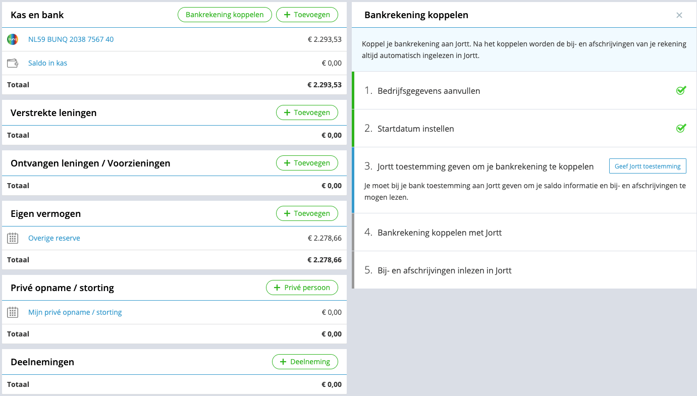 Koppel je bank aan boekhoudprogramma jortt