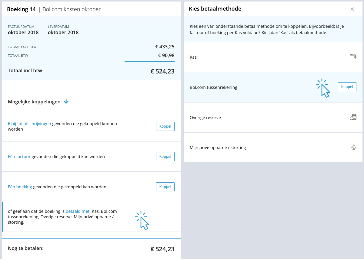 bol kosten in boekhoudprogramma
