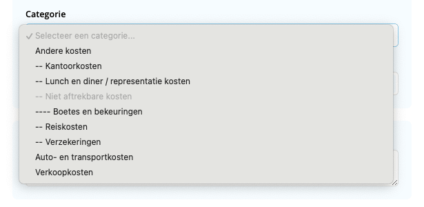 Declaratie categorieen
