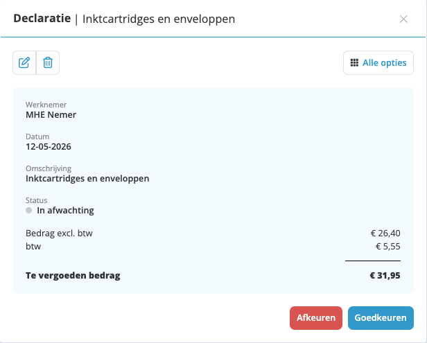 Declaratie goedkeuren